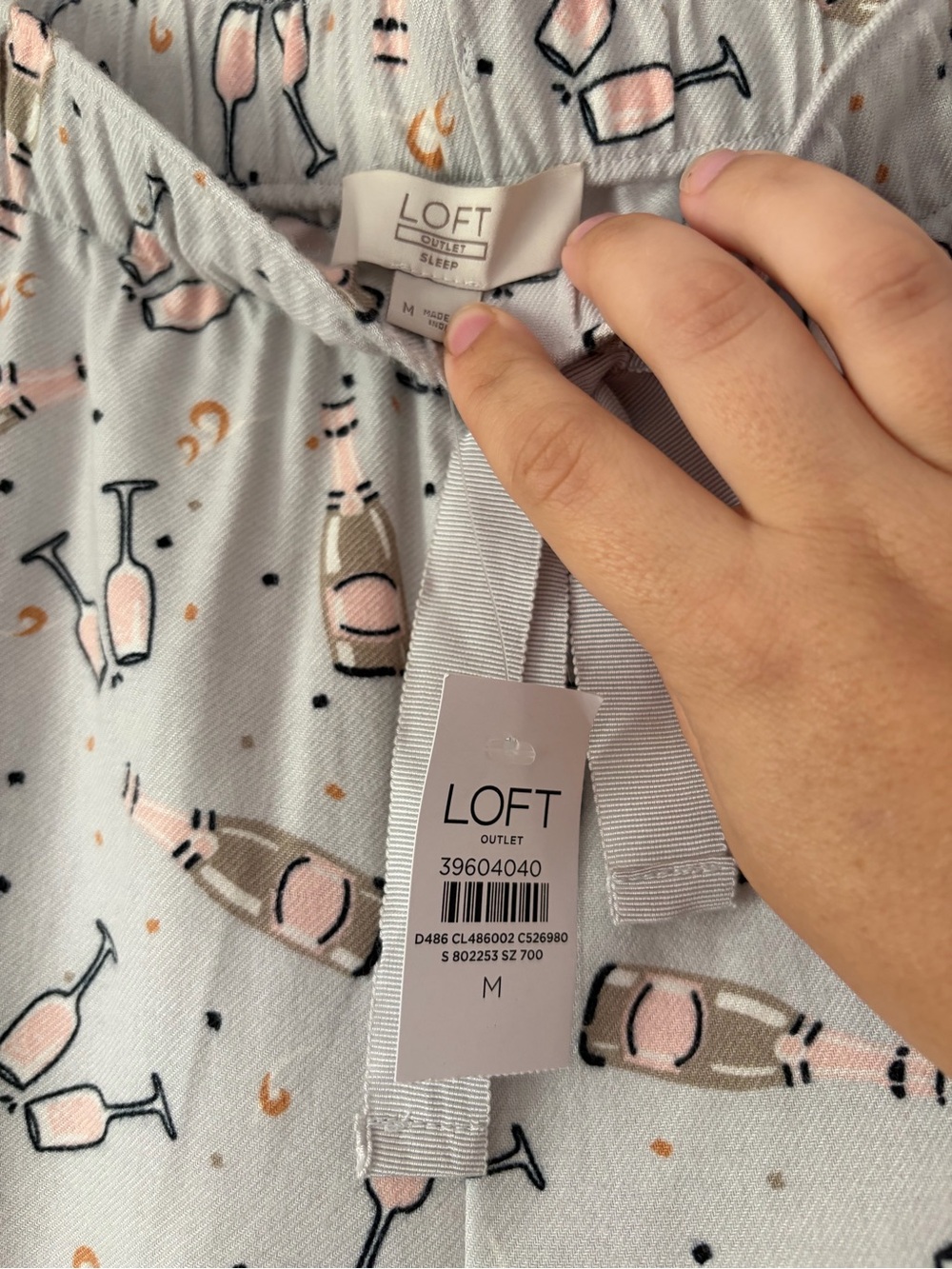 NWT LOFT champagne party pajama bottoms pull on elastic waist size M - Picture 2 of 4